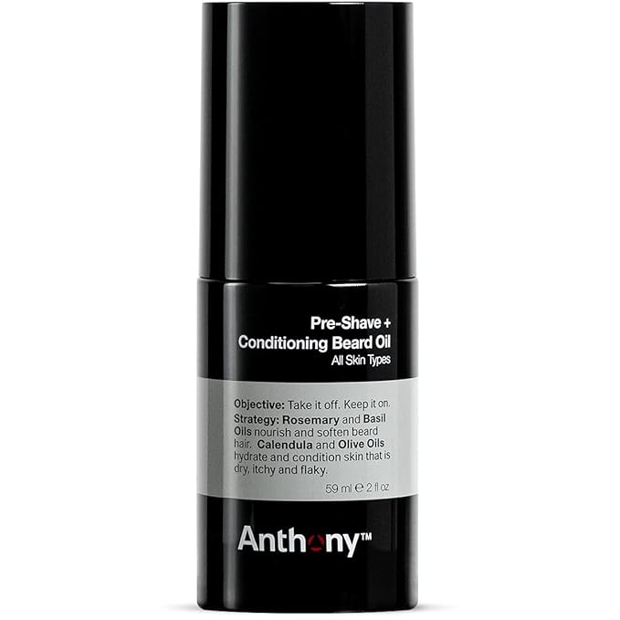 Anthony Pre-Shave and Conditioning Beard Oil, 2 Fl Oz, Contains Rosemary, Basil, Olive and Calendula Oils, Hydrates, Softens, Nourishes, and Conditions Skin