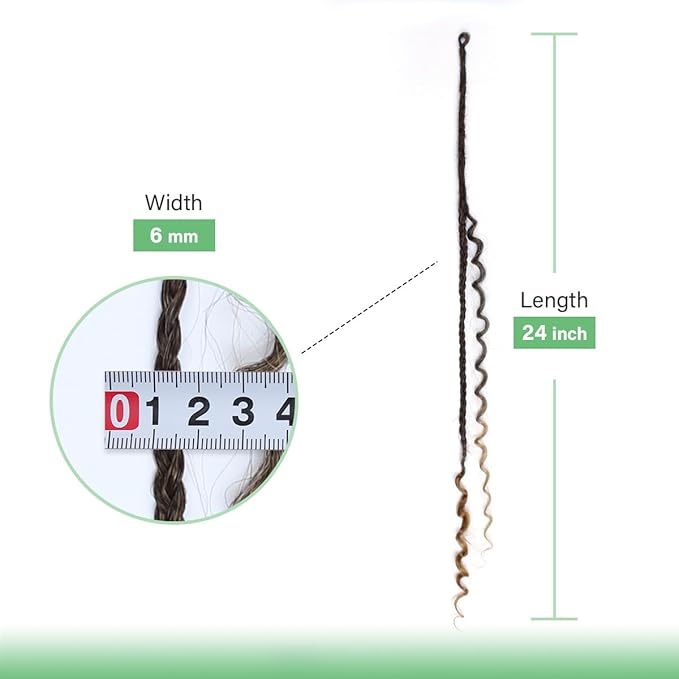 24 In 30 Strands Boho Braid Dreadlock Extensions, Ombre Deep Purple Synthetic Curly Dreads Extensions with Box Braid, 100% Handmade Dreads Hippie Style Dreadlocks for Woman