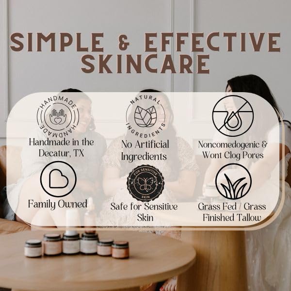 Forever Young Tallow Face Moisturizer – 100% Grass-Fed Whipped Beef Tallow Balm with Blue Cypress & Herbal Infusion – For Dry, Sensitive Skin, Fine Lines & Aging – Handmade Natural Skincare – 2 oz