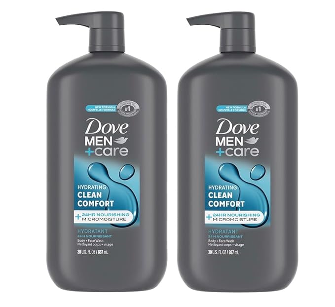 Dove Men+Care Body and Face Wash Hydrating Clean Comfort Body Wash for Men with 24-Hour Nourishing Micromoisture Technology, 30 oz. 2pack