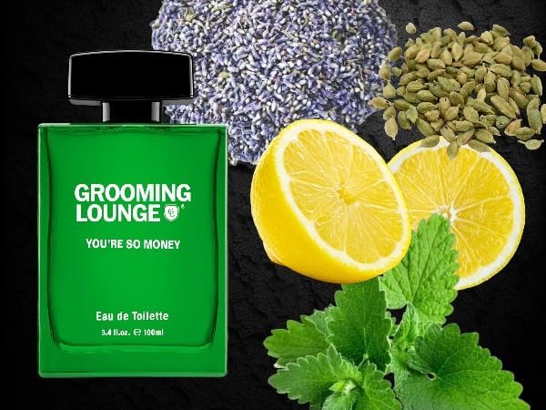 Grooming Lounge Men's Fagrances Eau de Best Perfume for Men - Features Energizing Notes of Lemon Bergamot Cardamom and Patchouli - Travel Size Perfume 3.4oz (You're So Money)