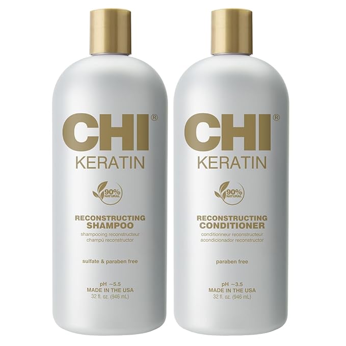CHI Moisturize It Duo Keratin Shampoo & Conditioner Set, Hydrating Formula Restores & Strengthens Hair, Sulfate & Paraben-Free, 2 Bottles, 32 Oz