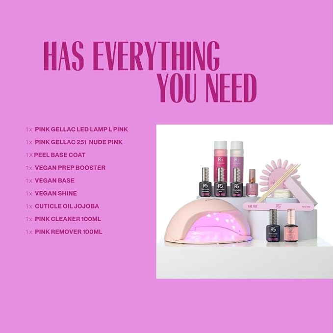 Premium Peel Off Gel Polish Kit - UV & LED Lamp Gel Nail Polish Set includes Base, Top Coat & Nude Color - Beginner Friendly