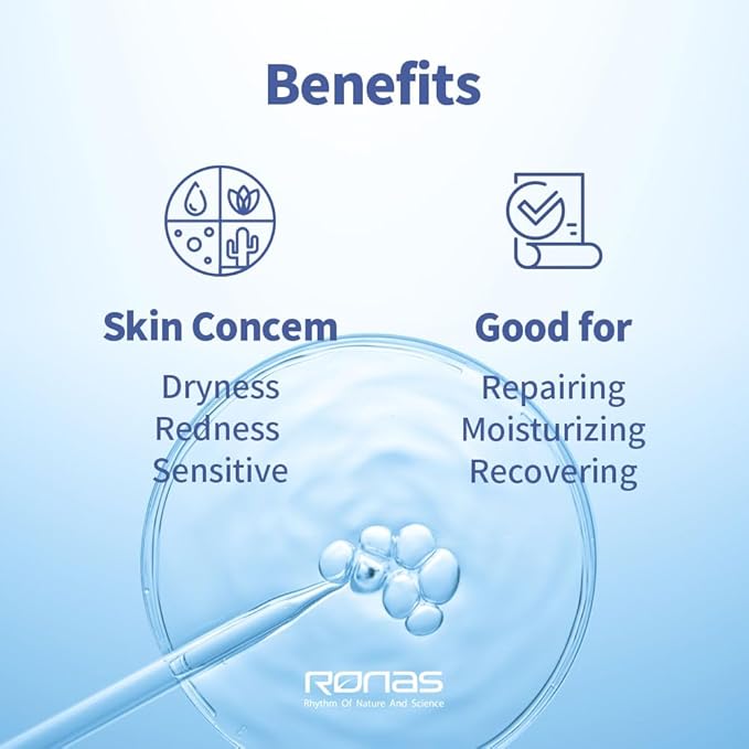 Ronas Stem Cell Serum Korean Facial Moisturizer with Hyaluronic Acid, Licorice Extract, Squalan Face Serum For Women Revitalizing, Skin Barrier Strengthening 6.76fl.oz