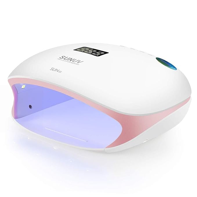 SUNUV LED UV Nail Light, 48W UV Lamp for Gel Nails Polish with 4 Timer Settings, LCD Display Removable Base, SUN4S Pink