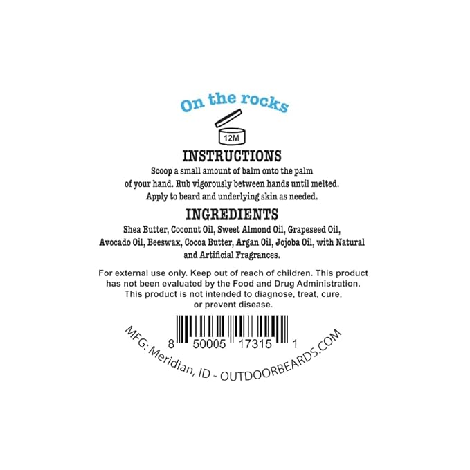 Beard Balm | 2 oz Cleansing Balm for Beards Short or Long | Beard Conditioner for Men | Essential Moisturizer for Every Man's Beard | Leave Hair and Skin Healthy (On the Rocks)