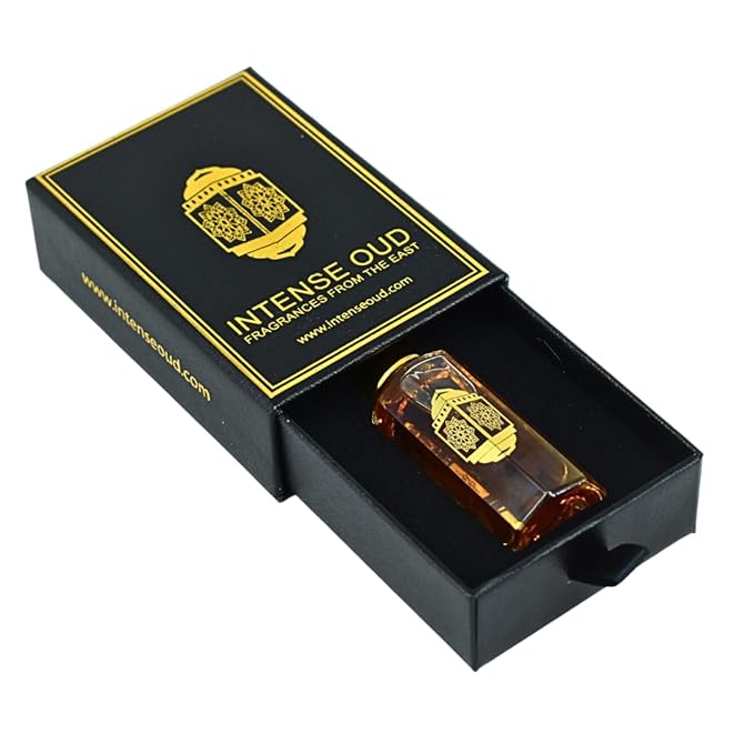 INTENSE OUD Nouf Arabian Perfume Oil for Men & Women, Long Lasting Alcohol-Free Concentrated Fragrance, 12ml (0.40 oz) in Black Gift Box, Lemon & Rosewood Notes