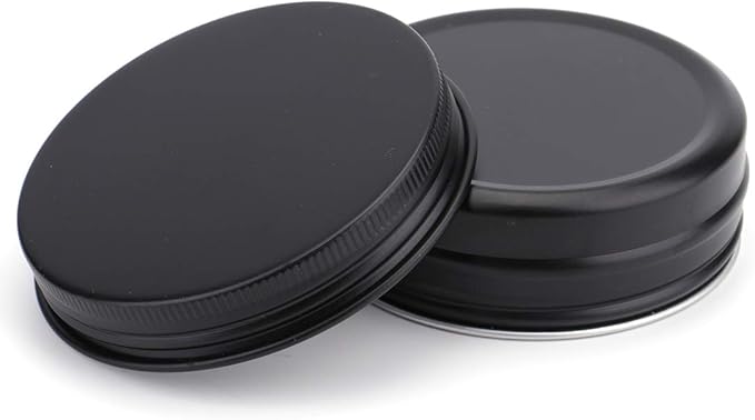 Foraineam 48 Pack 2 oz Round Lip Balm Tin Cans - Aluminum Cosmetic Sample Containers with Screw Lid - Matte Black Metal Empty Tins Storage Travel Tin Jars