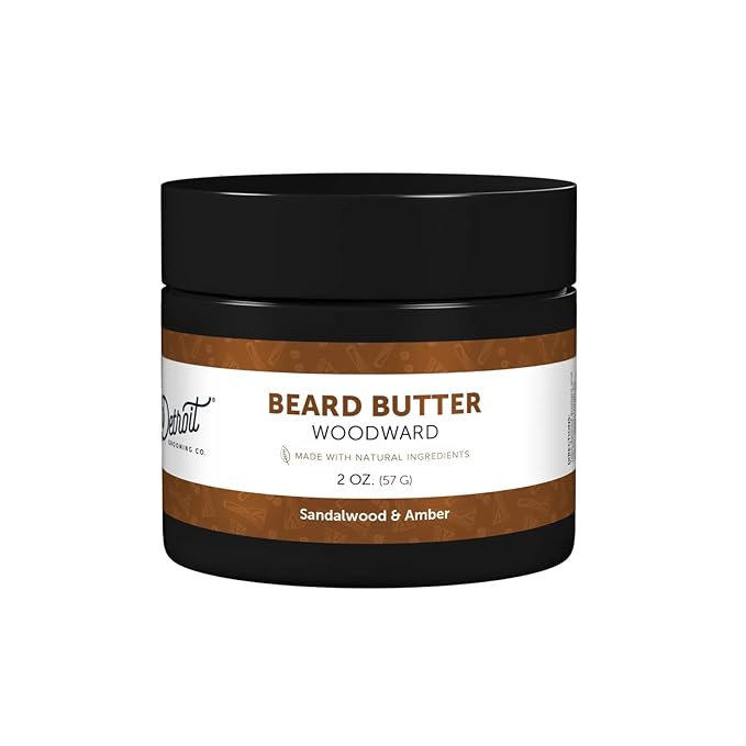 Detroit Grooming Co. Beard Butter for Men | Softens, Thickens & Hydrates with Safflower Oil & Shea Butter | Woodward Scent, 2oz