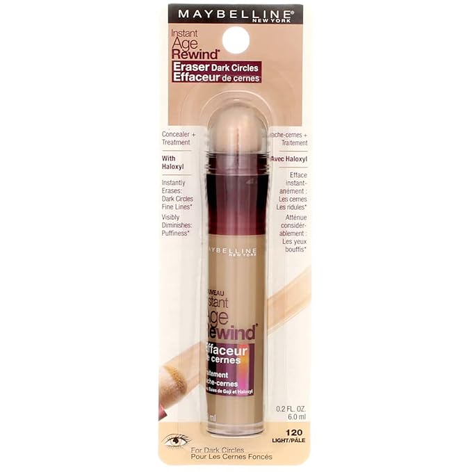 Maybelline Instant Age Rewind Eraser Dark Circles Treatment Concealer, Light 0.2 oz (Pack of 2)