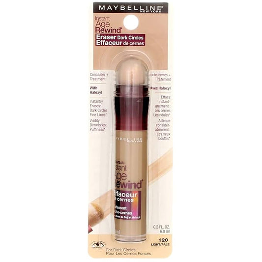 Maybelline Instant Age Rewind Eraser Dark Circles Treatment Concealer, Light 0.2 oz (Pack of 6)