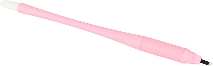 M PACK OF 10 Mellie's Signature Microblading Disposable Pen - Sterilized Blade - Comfortable Rubber Grip With Pigment Sponge (C14 NANO .15mm, Pink)
