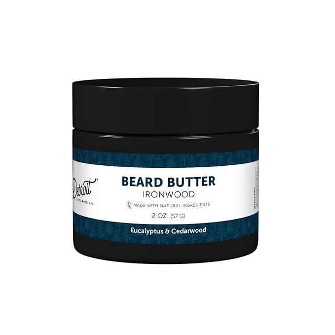 Detroit Grooming Co. Beard Butter for Men | Softens, Thickens & Hydrates with Safflower Oil & Shea Butter | Ironwood Scent, 2oz
