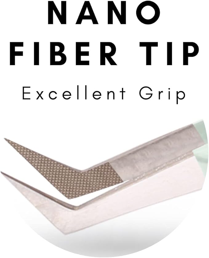 M LASH Tweezers for Eyelash Extensions (Set of 4) - Professional Lash Extension Tweezers - Fiber Tip, Japanese Steel, Diamond Grip Eyelash Extension Tweezer (ET-Neu)