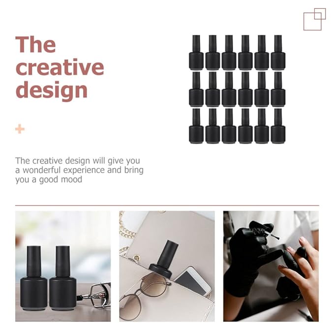 20Pcs Empty Nail Polish Glass Bottles with Brush Cap Refillable Nail Fingernail Polish Bottles Container 15ml for Nail Art Sample