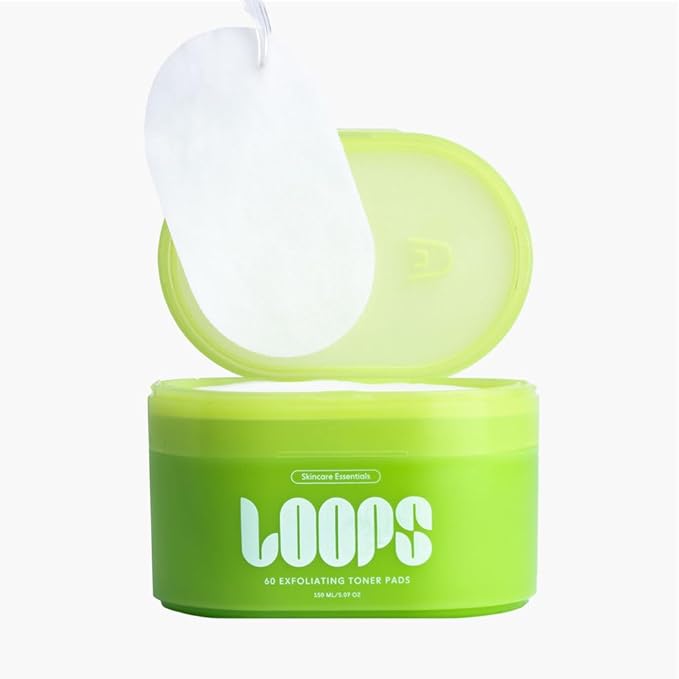 LOOPS Exfoliating Toner Korean Skincare - Refine, Resurface, and Rebalance Skin - Brightening & Anti-Aging Skincare - Pre-Soaked Bamboo Pad - Toner Pads for Face - Mother's Day Gifts for Mom