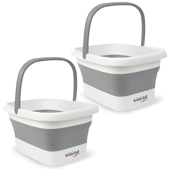 2 Pack Foldable Foot Bath Basin, Collapsible Foot Soak Tub, Multifunction Plastic Basin with Handles,Foot Tub for Soaking Feet,Grey