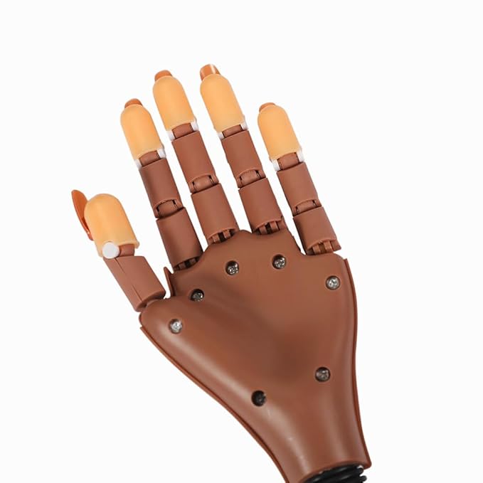 Practice Hand For Acrylic Nails Adjustable Flexible Nail Practice Hands Training Movable Nail Manicure Hand with 300 Nail Tips and 1pc File 1pc Brush 1 pc Nail Buffer and 1 pc Clipper