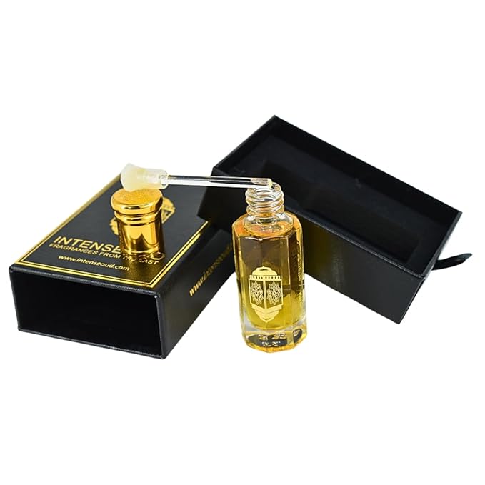 INTENSE OUD Fawaken Arabian Perfume Oil for Men & Women, Long Lasting Alcohol-Free Concentrated Fragrance, 12ml (0.40 oz) in Black Gift Box, Jasmine & Strawberry Notes