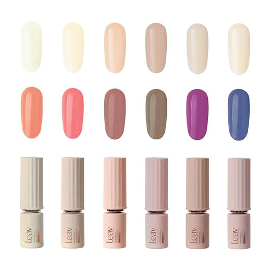 LEAV MakeOver Reversal Syrup Gel Polish 6 Colors Set, Color Changing Gel Nail UV React Transparent Skin Tone & Unique Reversal Mood Soak Off Gift Set