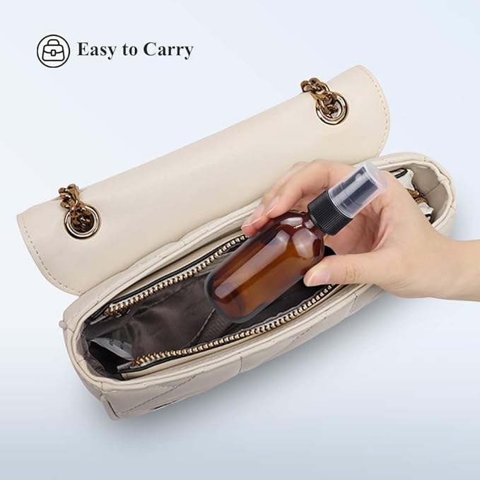 Wedama Spray Bottle, 2 oz Fine Mist Glass Spray Bottle, Little Refillable Liquid Containers for Watering Flowers Cleaning (12 Pack, Amber)