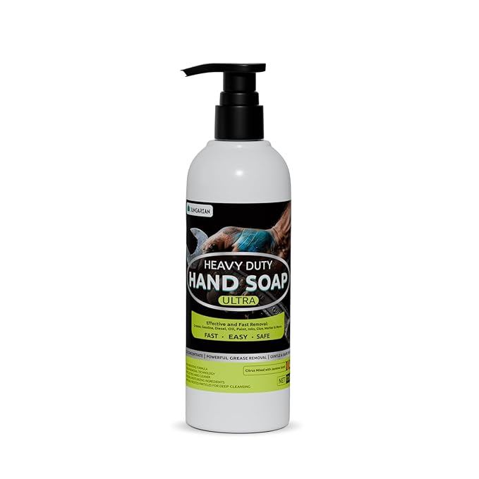 30s Fast Clean Industrial Hand Cleaner for Mechanics - 2X Concentrated Formula Mechanic hand Soap to Absorb Tough Grease, Oil, Paint & Dirt, Odour-removing (17.6oz)