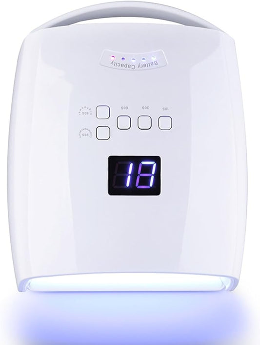 48W Rechargeable UV LED Nail Lamp Faster Wireless Nail Dryer Gel Polish UV Nail Light with 4 Timer Settings, Professional Quick Dry Curing Lamp with Display Auto Sensor for Salon & Home