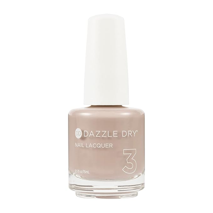 Dazzle Dry Nail Lacquer (Step 3) - Broadway Beige - A cool and medium greige with purple undertones. Full coverage cream. (0.5 fl oz)