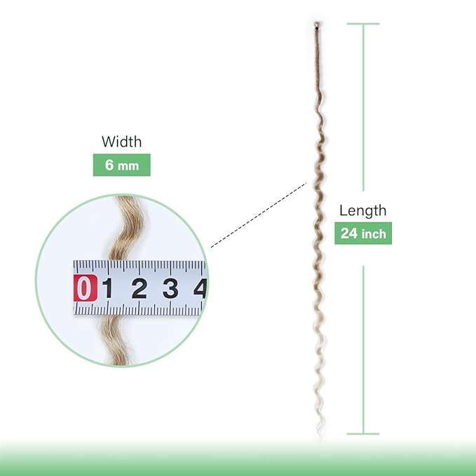 24 In 30 Strands Curly Dreadlock Extensions, Brown to Blonde Synthetic Single Ended Dreads Extensions, 100% Handmade Dreads Hippie Style Dreadlocks for Woman