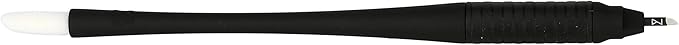 M Mellie's Signature Microblading Eyebrow Pen (Pack of 10) - Disposable Pen for Brows - Sterilized Blade, Comfortable Rubber Grip and Pigment Sponge for Flawless Brows (C12 .18mm, Black)