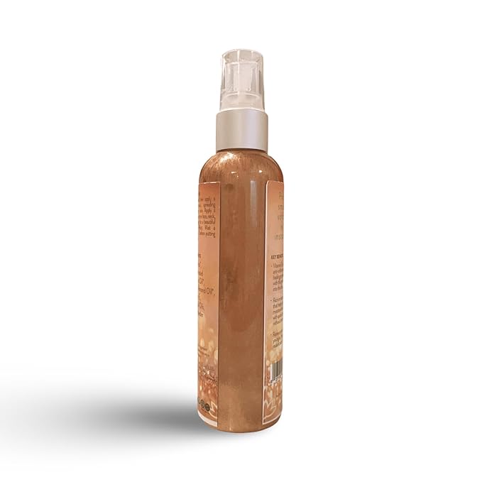 GLIMMER GODDESS Organic Illuminating Shimmer Body & Face Oils, Bronze Babe, Radiant Glow & Hydration 4 oz.