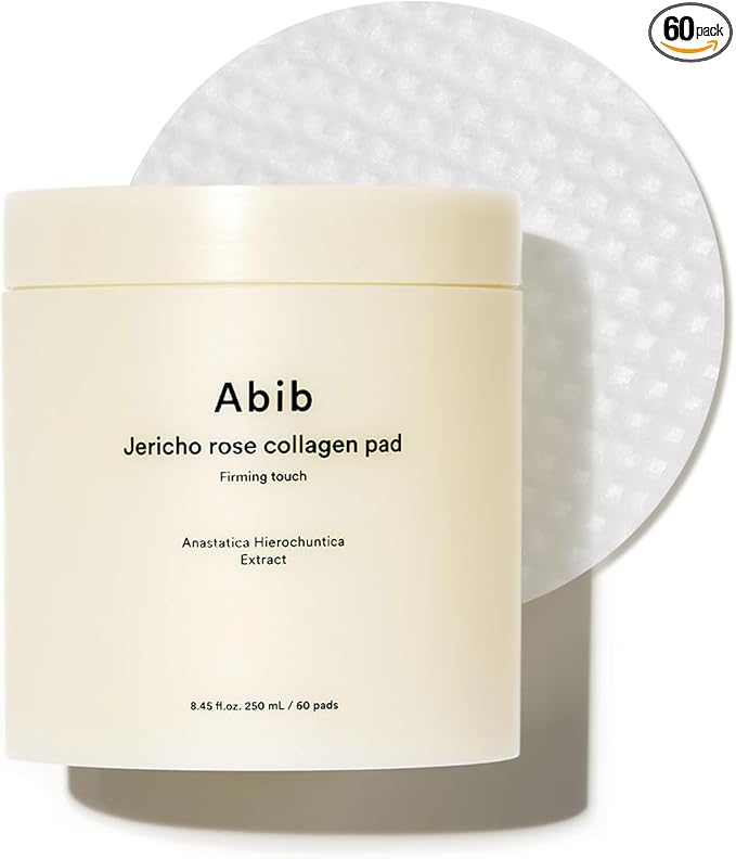 Abib Jericho Rose Collagen Pad Firming Touch 60pads 8.45 fl.oz. | Korean Anti-Aging Toner Pads for Face with Niacinamide, Collagen, Peptides, Cleansing, Disposable, Exfoliant, Skin Care