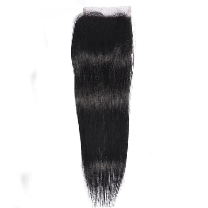 4x4 Free Part Lace Closure Brazilian Straight Human Hair 10inch 130% Density Unprocessed Top Swiss Lace 4 By 4 Natural Black