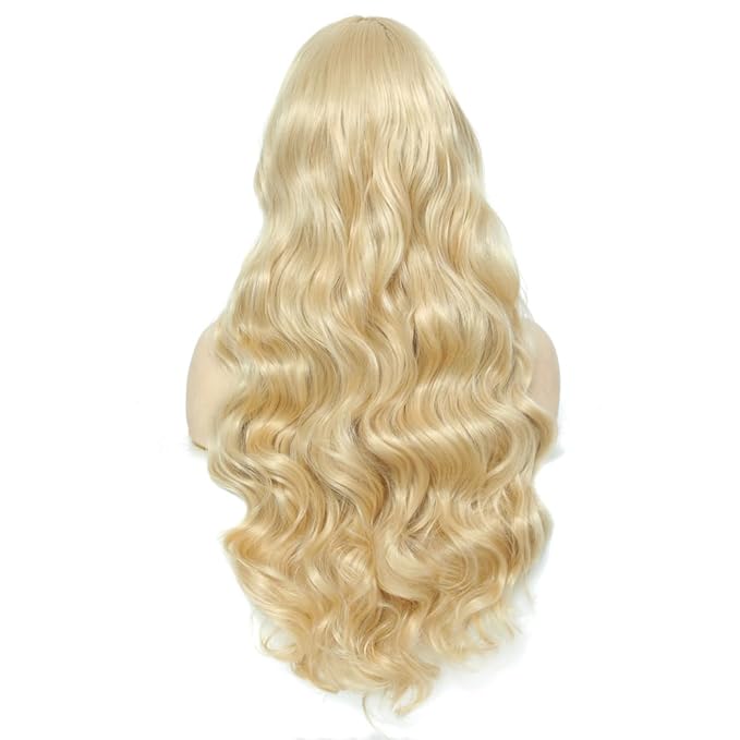 613 Blonde 13x3 HD Synthetic Lace Front Wig for Woman,Blonde Wig Similar Human Hair,200 Density Wear and Go Glueless Wig Pre Plucked,Synthetic Transparent Lace Wig Heat Resistant Firber 30 inch