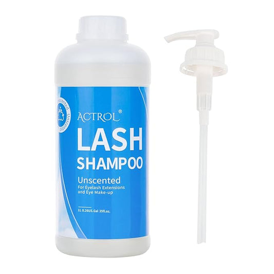 Eyelash Extension Cleanser Unscented 1L Natural Lash Extension Shampoo Professional Eyelid Foaming Cleanser Paraben & Sulfate Free Non-lrritating with Salon and Home Care