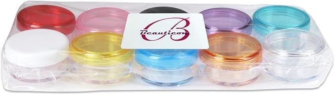 (Quantity: 200 Pieces) Beauticom 5G/5ML Mix Color Jars with RED Lids for Scrubs, Oils, Toner, Salves, Creams, Lotions, Makeup Samples, Lip Balms