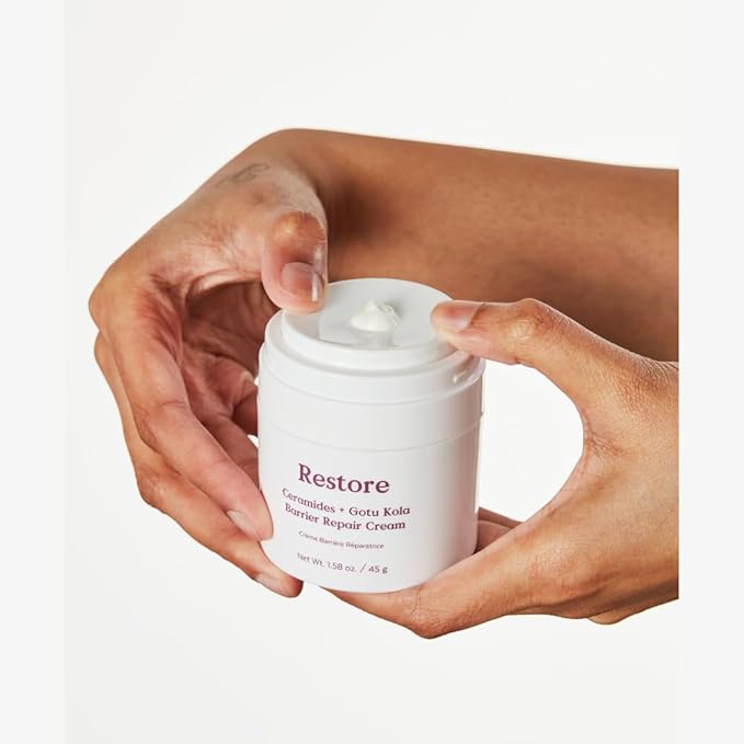 Three Ships Restore Barrier Repair Cream with Ceramides + Gotu Kola - Supports Skin Barrier, Soothes Redness, Lightweight Daily Face Moisturizer (40g)