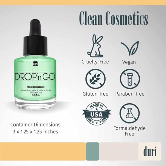 duri Drop'n Go Quick Dry Nail Drops - Fast Drying Drops for Long Lasting Nail Polish 0.61 fl. oz.
