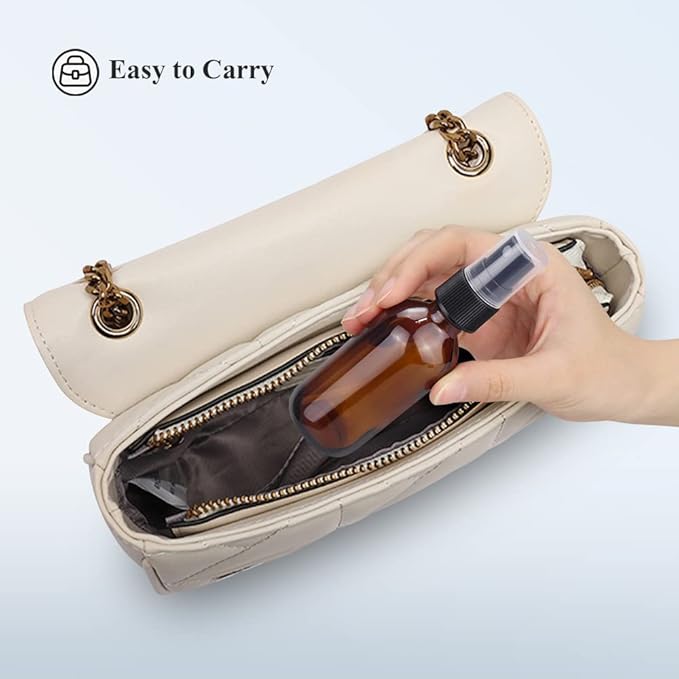 Wedama Spray Bottle, 2 oz Fine Mist Glass Spray Bottle, Little Refillable Liquid Containers for Watering Flowers Cleaning (24 Pack, Amber)