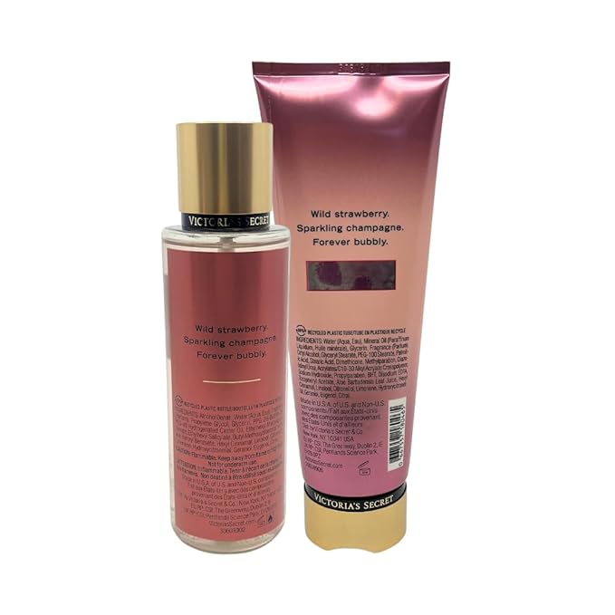 Victoria's Secret Strawberries & Champagne Fragrance Mist 8.4oz and Fragrance Lotion 8oz - Set
