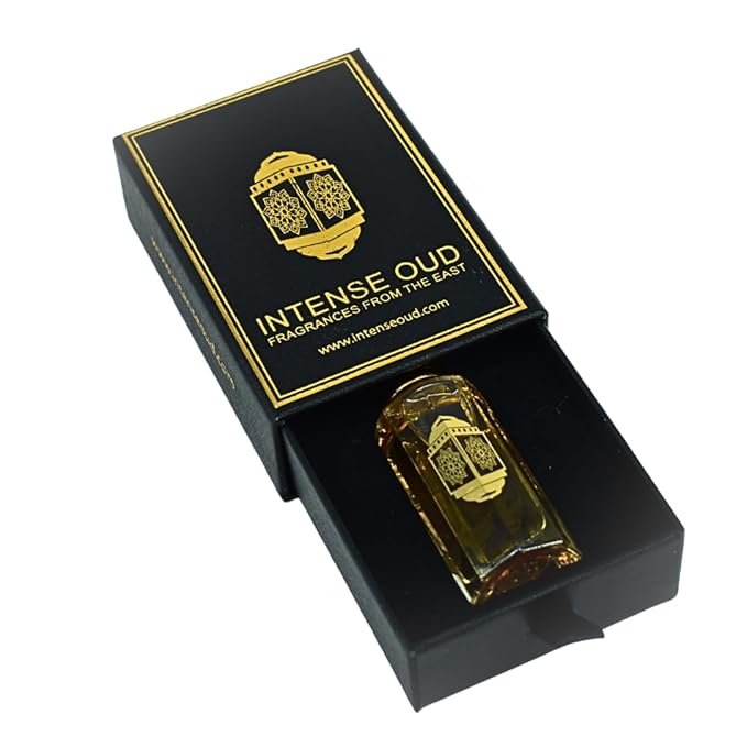 INTENSE OUD Fawaken Arabian Perfume Oil for Men & Women, Long Lasting Alcohol-Free Concentrated Fragrance, 12ml (0.40 oz) in Black Gift Box, Jasmine & Strawberry Notes