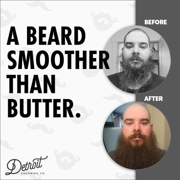 Detroit Grooming Co. Beard Butter for Men | Softens, Thickens & Hydrates with Safflower Oil & Shea Butter | 313 Scent, 2oz