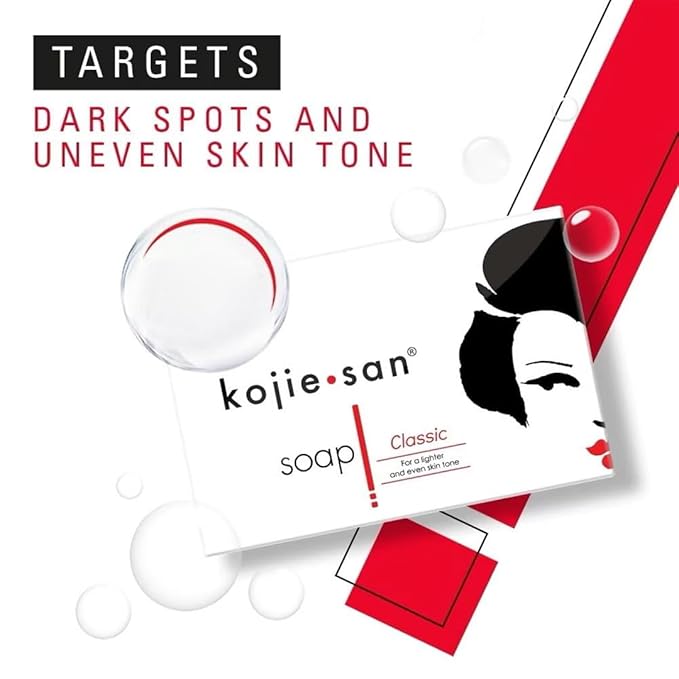 Kojie San Skin Brightening Soap – The Original Kojic Acid Soap that Reduces Dark Spots, Hyper-pigmentation, & other types of skin damage with Flawless Beauty Tag – 100g x 6 Bars