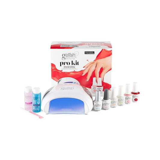 Gelish Pro Kit with Pro LED Light - Complete Manicure Set, UV/LED Nail Lamp, Gel Polishes, Essentials, Remover for Professional DIY Gel Nails At Home.