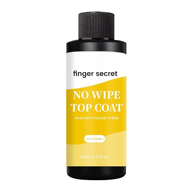 240ml/8floz No Wipe Gel Top Coat for Gel Nail Polish, Quick Dry Clear Nail Polish, Nail Supplies for DIY in Salon or Home Use.