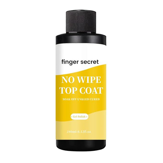 240ml/8floz No Wipe Gel Top Coat for Gel Nail Polish, Quick Dry Clear Nail Polish, Nail Supplies for DIY in Salon or Home Use.