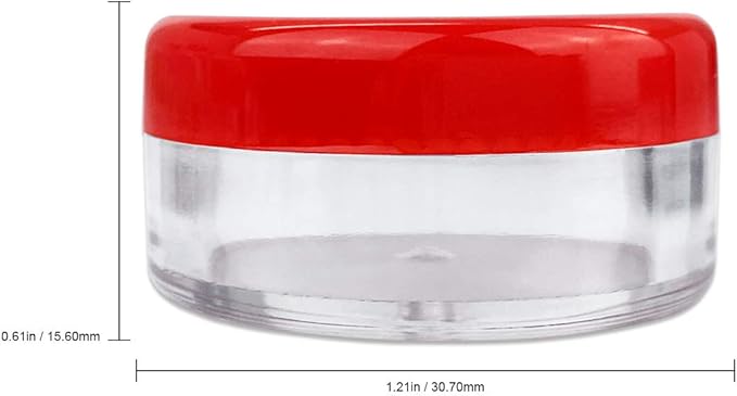 Beauticom (Quantity: 50 Pieces) 5G/5ML Round Clear Jars with RED Lids for Scrubs, Oils, Toner, Salves, Creams, Lotions, Makeup Samples, Lip Balms