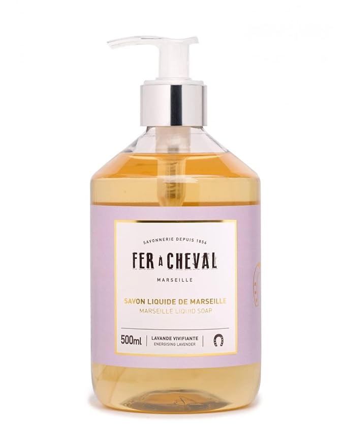 Fer à Cheval Savon Liquide De Marseille Soap, Luxury French Hand Soap Energizing Lavender Liquid Savon Marseille Soap, 500ml/16.9fl oz