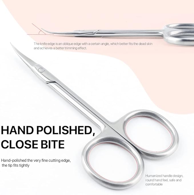 Cuticle Scissors for Women and Men Curved Stainless Steel with Tip Grooming Blades Manicure Nail for Dry Skin Nail Scissors (1)