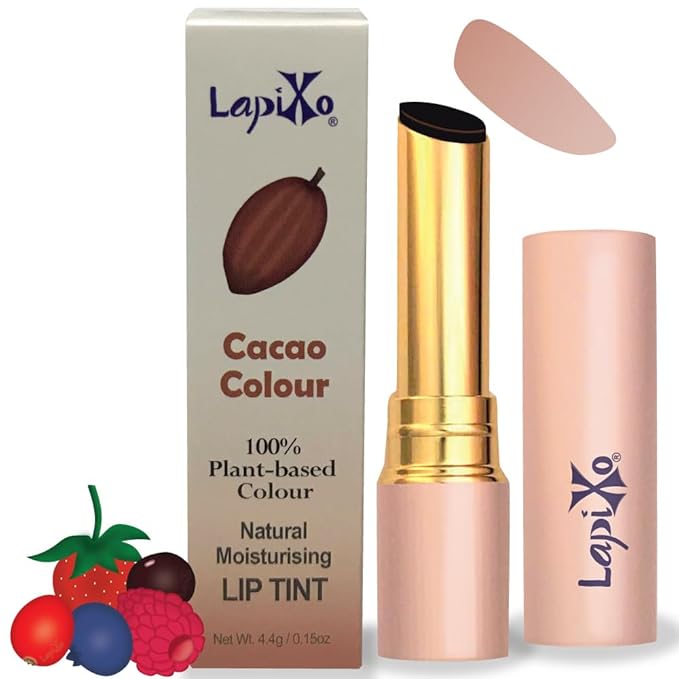 100% Plant-based Color, Unique Natural Moisturizing Lip Tint, 2-in-1 | Non-Toxic, All Food Ingredients, Antioxidant-rich Superfoods, Natural Matte Sheer, Buildable, 4.4g/0.15oz (Cacao color)